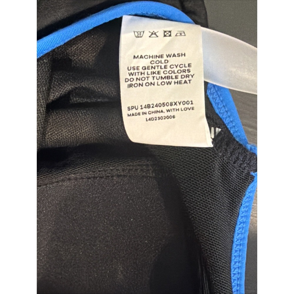 Bloomchic Contrast Patchwork Gathered Half Zip Swim Black & Blue Size 14 NWOT - Picture 6 of 16